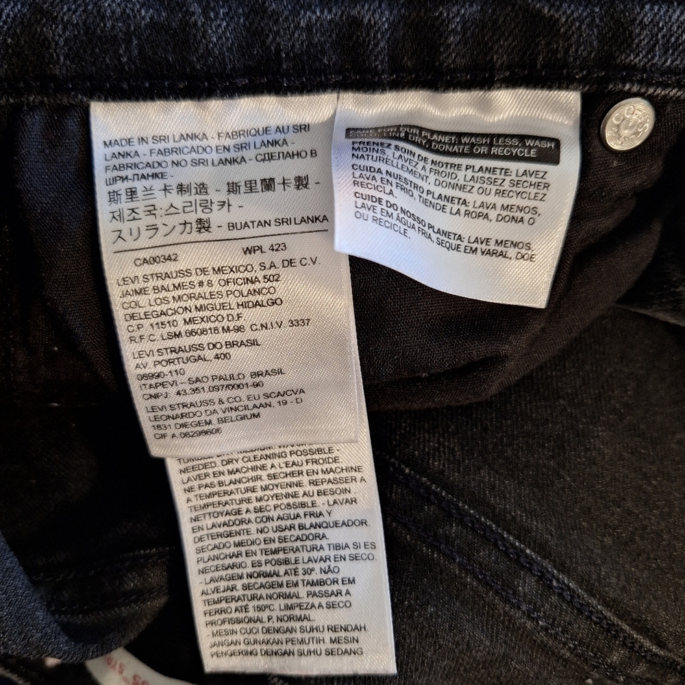 Levis 505 Straight Leg Black Jeans Sz 30 Tall *D7 - Picture 4 of 7
